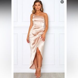 White fox boutique champagne dress